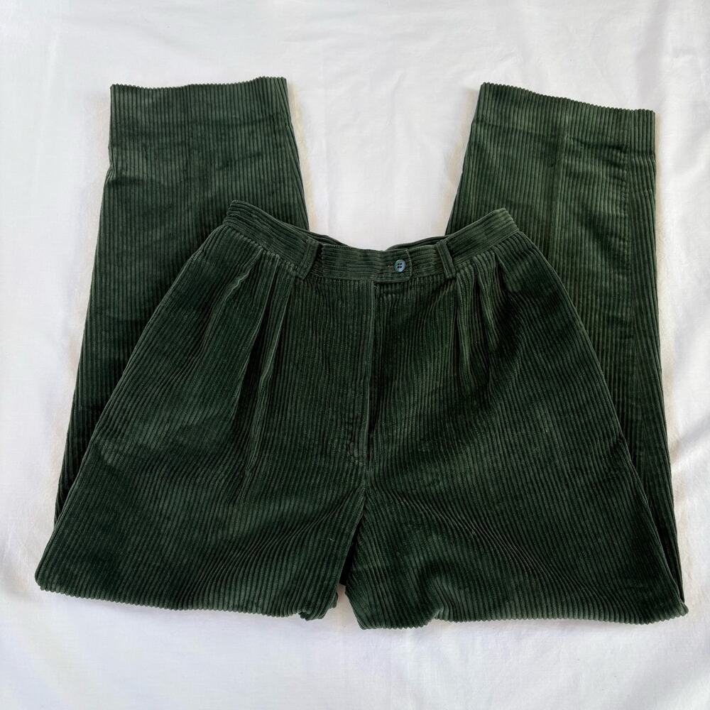 Vintage 90s Luciano Barbera Corduroy Pants
Green Pleat Made in Italy WideWale